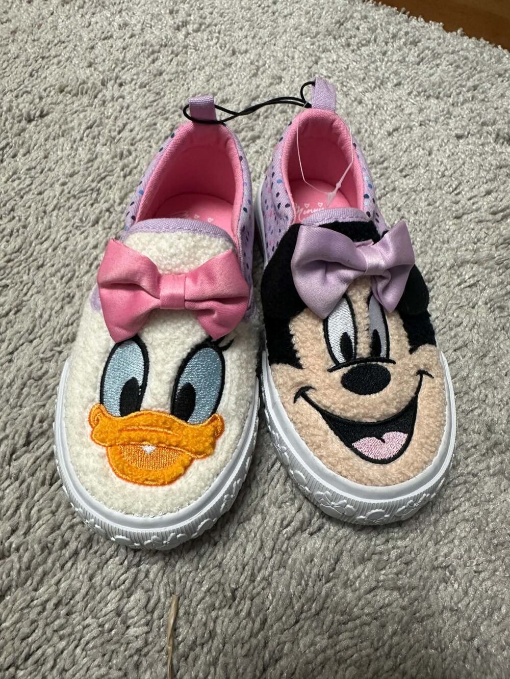 Disney Daisy Duck Minnie Mouse Toddler Girls Slip On Sneakers Size 8 Pink Bow